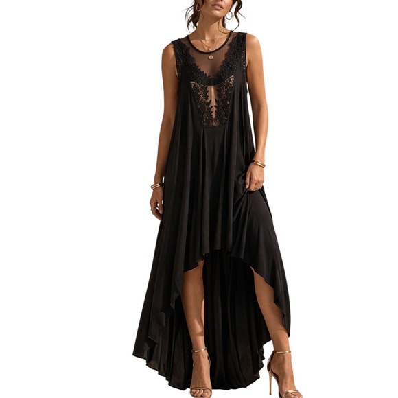 BCBGMaxAzria Dresses & Skirts - BCBGMAXAZRIA Black Lace High-Low Gown Sleeveless Formal Dress Size 0